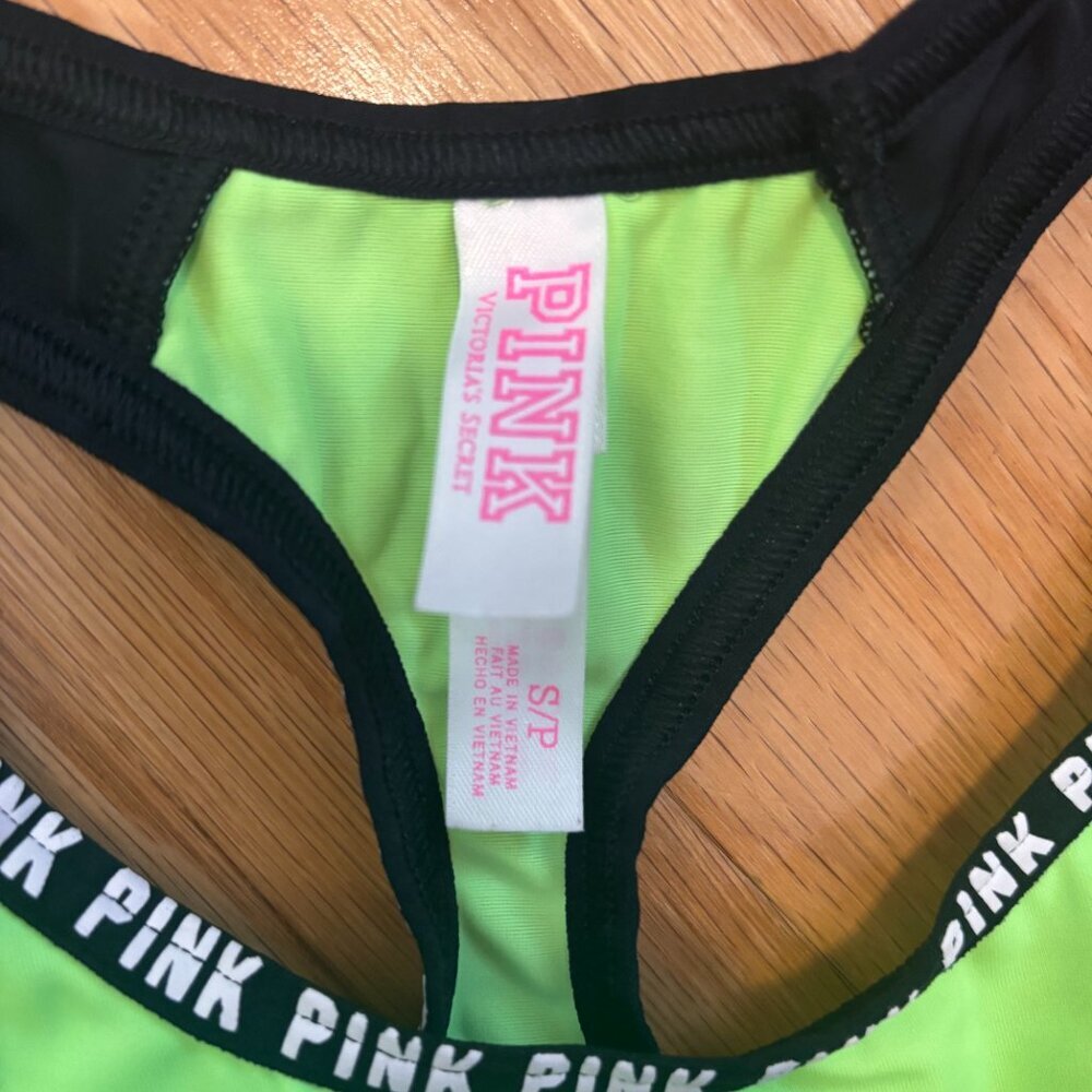 Victoria's Secret PINK Lime Green Unlined Crop Racerback Sports Bra Women's SP - Picture 3 of 5